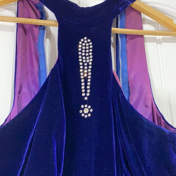 Stunning Blue Velvet Authentic Vintage Dress - Picture 3 of 3